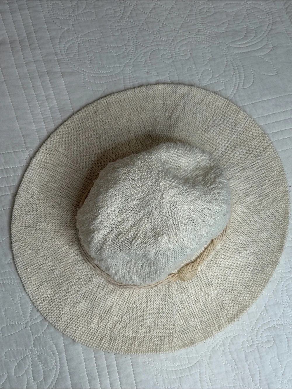 American Eagle Cream Wide Brim Sun Hat Linen Soft Brim - Picture 4 of 5